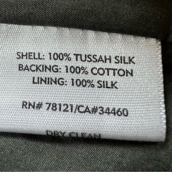 Eileen Fisher Lagenloock Silk Tussah Open Front Rich Olive Blazer Jacket Small - Picture 11 of 13